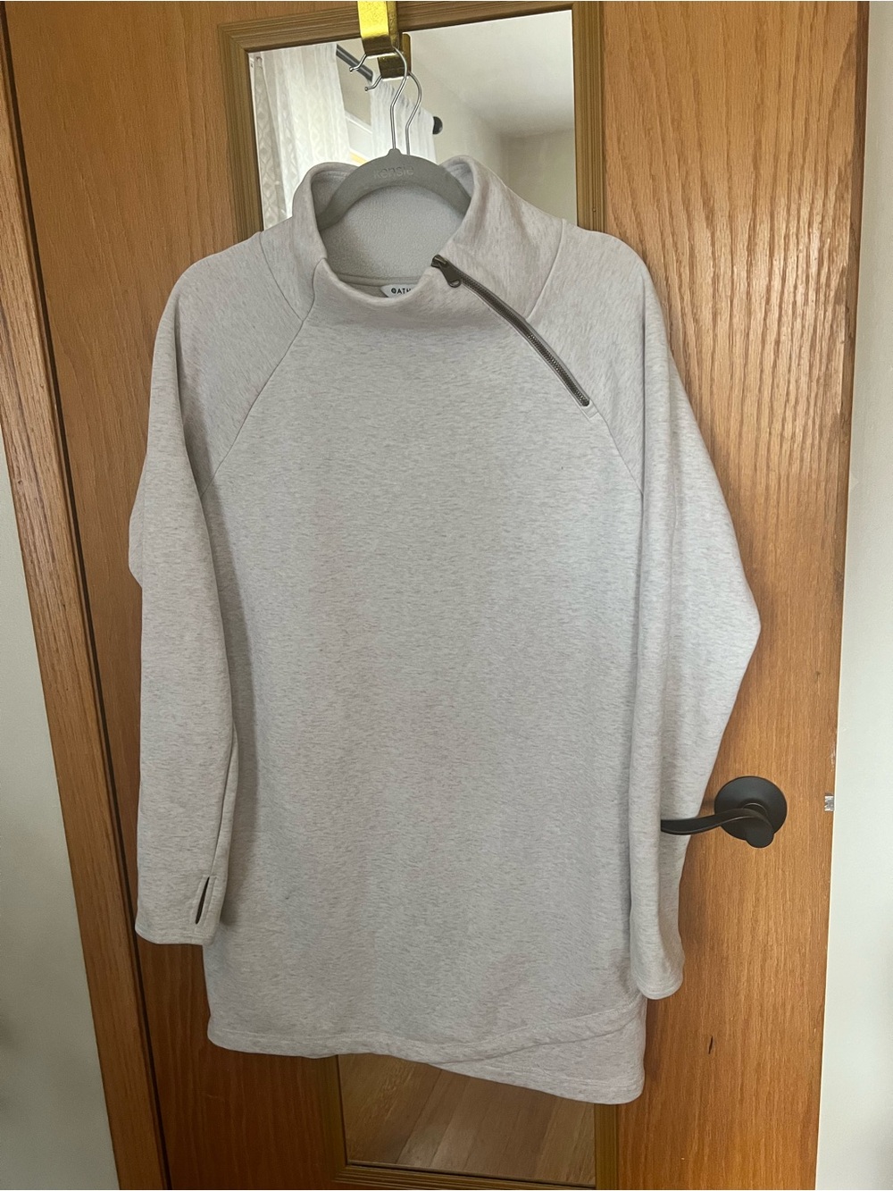 Athleta Light Gray cozy karma dress with pockets and thumb holes